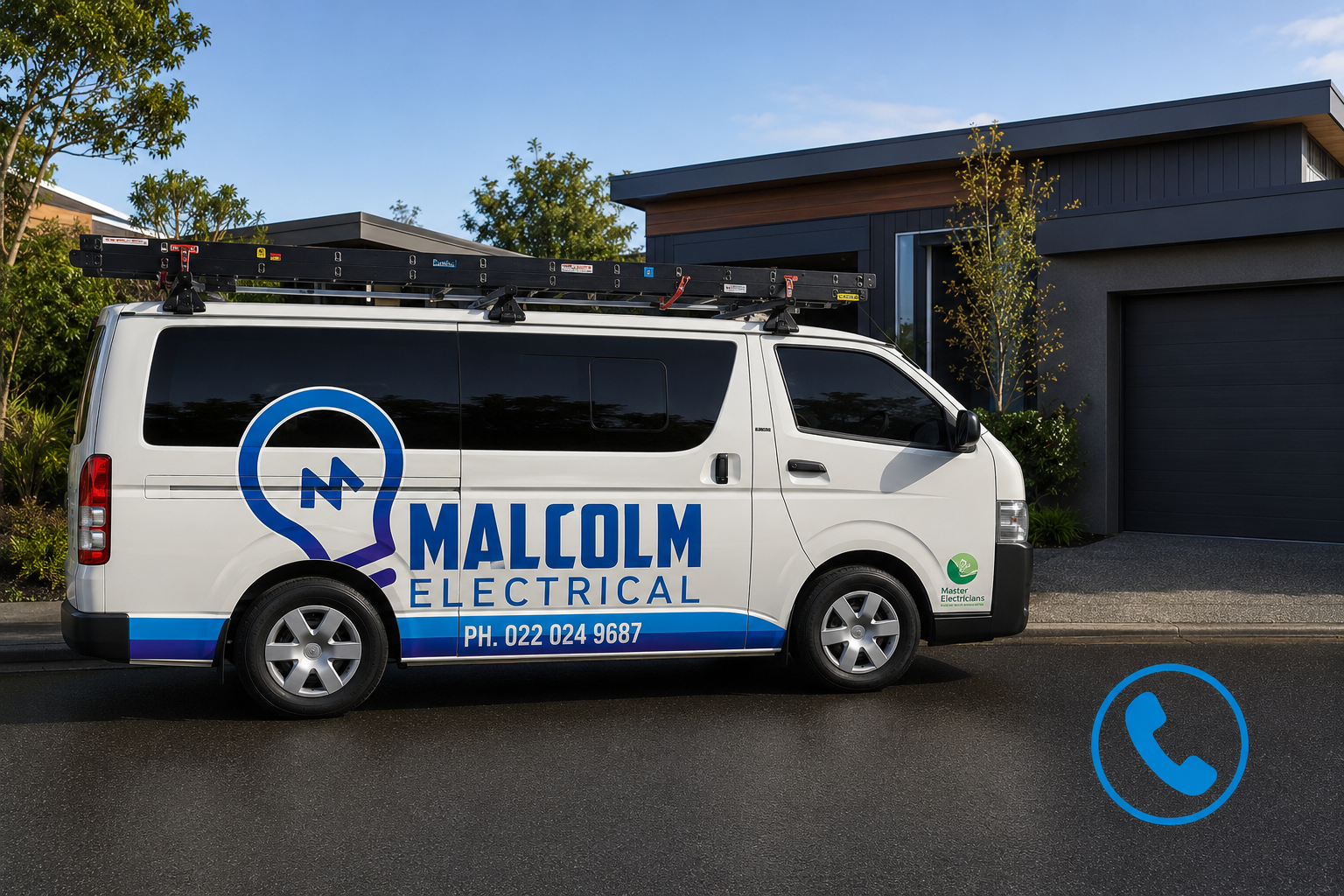 Malcolm Electrical service van in North Canterbury